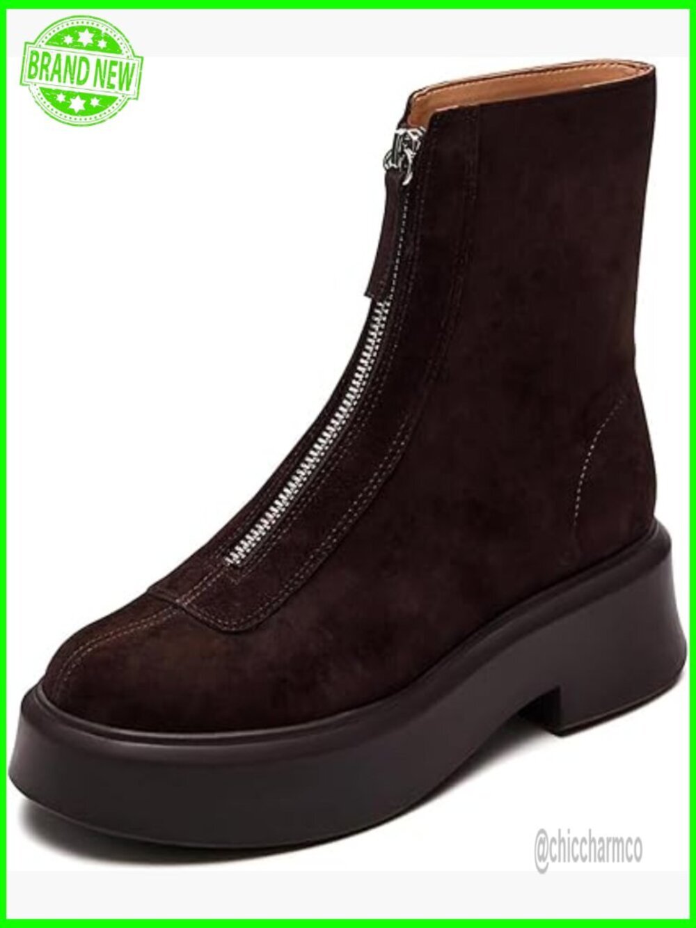 Women's Platform Ankle Boots Block Heel Round Toe Zipper Winter Booties